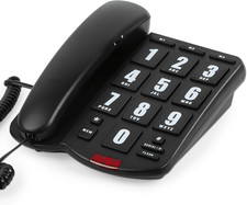 Landline Phones for Seniors, Big Button Telephone with Loud Volume 02-Black