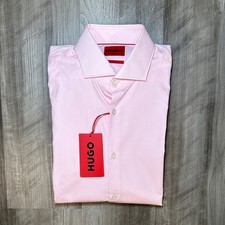 HUGO Slim Fit Easy Iron Pink Long Sleeve Button Down - 15.5 Medium