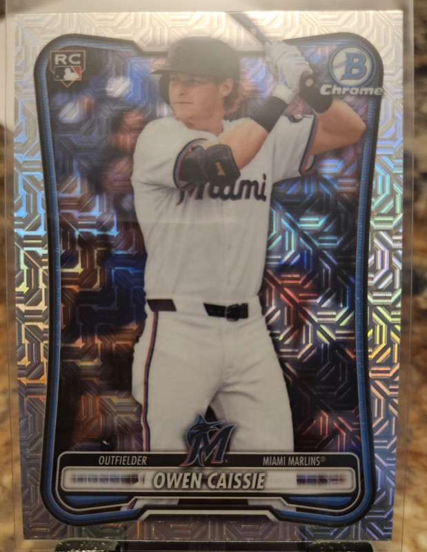 2026 Bowman Mega Chrome Baseball Owen Caissie #62 Mojo Refractor (RC)