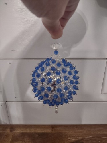 Vintage Atomic Sequin Beaded Push Pin Hand Made Christmas Ornament Blue - Picture 4 of 5