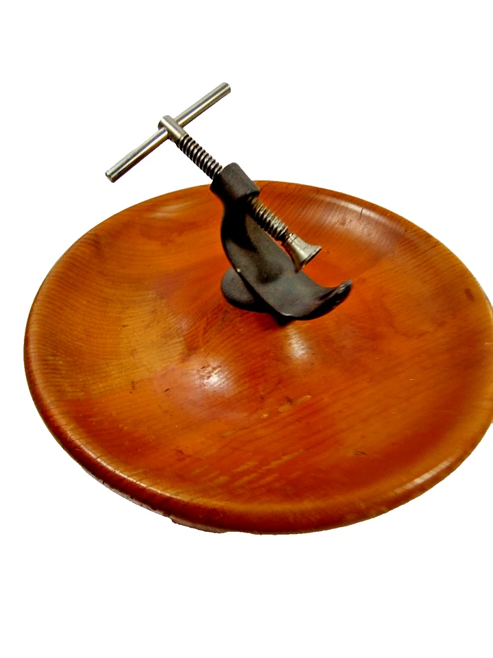 Vintage Cast Iron Nut Cracker w/ 10.5" Wood Bowl.  Year Round Nutcracking Fun - Image 2 of 4