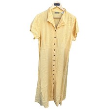Bungalow Brand Womens Shirt Maxi Dress Short Sleeve Button Front Yellow Size 16