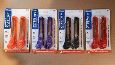 4 Pack Bazic Jumbo Box Cutter Heavy-Duty Cutting Tool 764608001493 Green & Blue