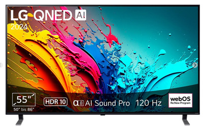 LG QNED Smart TV 55QNED85T3C 55 Zoll WebOS 4K UHD LED HDR10 Schwarz Fernseher