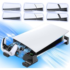 PS5 Horizontal Stand with Cooling Fan Charger for All Models Gaming Accesso...