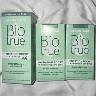 Biotrue Eye Drops Hydration Boost for Dry & Irritated Eyes Lot of 3 EXP 1/8/2026