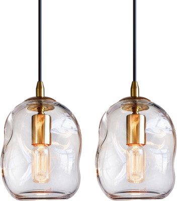 Stylish Clear Glass Pendant Lights for Kitchen Island - Set of 2