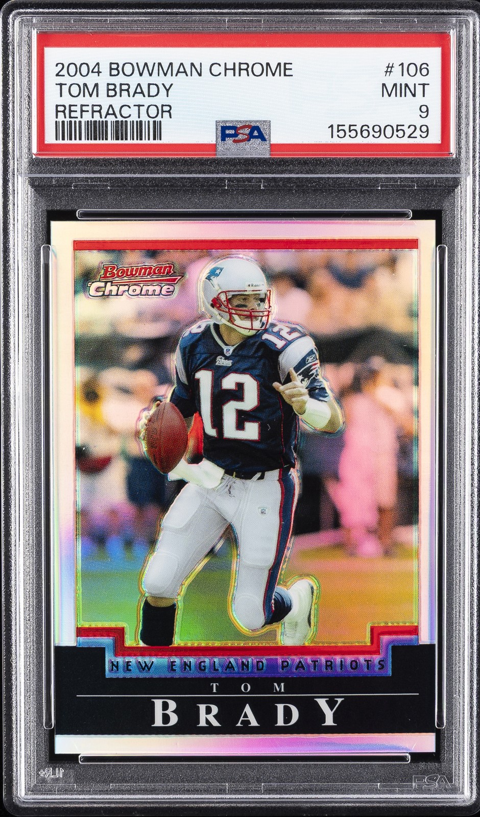 2004 BOWMAN CHROME REFRACTOR #106 TOM BRADY 134/500 PSA 9