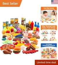 Comprehensive 122-Piece Kids Pretend Food Set - Kitchen Play for Imaginative Fun