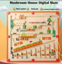 Magnetic Color and Number Maze, Montessori Wooden Toddler Magnet Puzzle Game