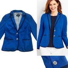 Talbots Size 2 Blue Pique Aberdeen Blazer Jac...