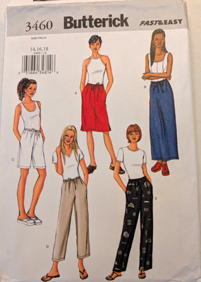 Butterick Sewing Pattern Women's Drawstring Skirts & Pants 3460 Size 14-16-18 UC