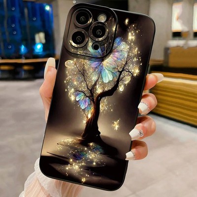 Stoßfeste Handyhülle Schmetterling Baum für iPhone 17 Air 16 15 14 13 12 11