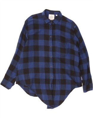 CHEAP MONDAY Womens Stockholm Oversized Flannel Shirt UK 6 XS Navy Blue BE03