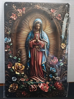 Metal Tin Sign Lady / Virgin Of Guadalupe 