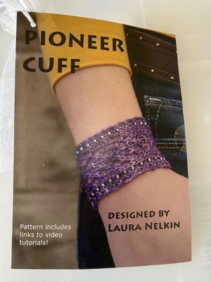 LAURA NELKIN DESIGNS  PIONEER CUFF  A BEADED KNITTED CUFF CHARCOAL