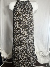 Mob Wife Chic! Michael Kors Leopard Chain Midi Dress Sleeveless Camel Sz Small