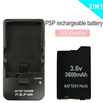 For PSP 2000 2001 slim 3000 3001 Rechargeable Battery Pack + Wall Charger