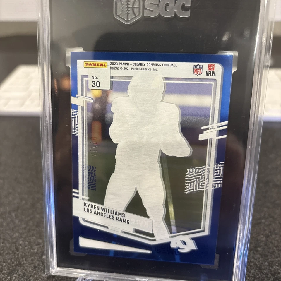 2023 Clearly Donruss Kyren Williams Blue 41/99 Los Angeles Rams SGC 10 POP 1 - Image 2 of 4