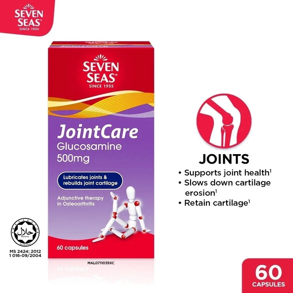 Seven Seas Cuidado Articular Glucosamina 500mg Apoyo a la Salud Articular CÁPSULAS Años 60 Foto 3 de 4