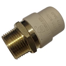 1 Pack 3/4 Inch CPVC to 3/4 Inch NPT Adapter Brass Transition Fitting