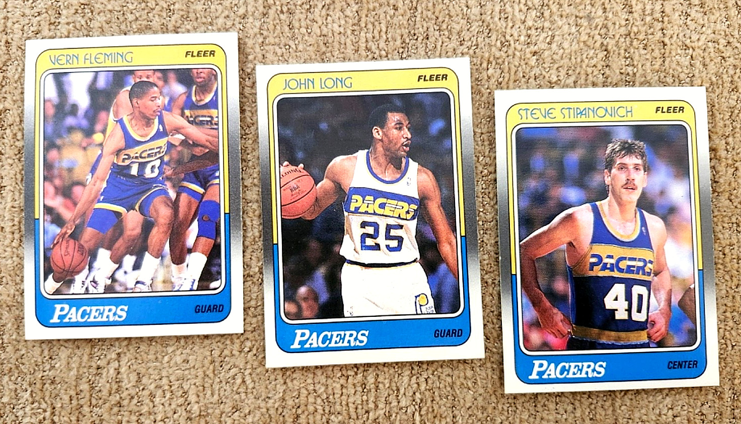 3 1987-88 FLEER PACERS-#55 VERN FLEMING#59 STEVE STIPANOVICH #56 JOHN LONG-NR/MT