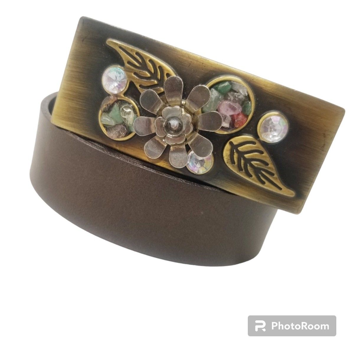 SERENO ITALY BLACK LEATHER LARGE BELT WITH BLACK MOONSTONES BUCKLE Italian Bulgaro Calfskin Belt - Black main image 2