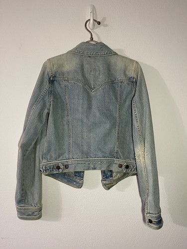 NWOT Vintage Abercrombie & Fitch Blue Denim Acid Wash Destressed Jacket Size L - Picture 6 of 12