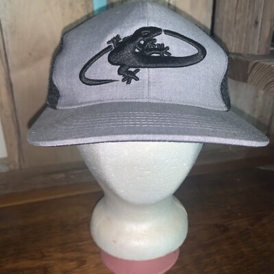Lizard Skins Truckers Hat Cap SnapBack Mesh Embroidered Lizard Gray Black EUC