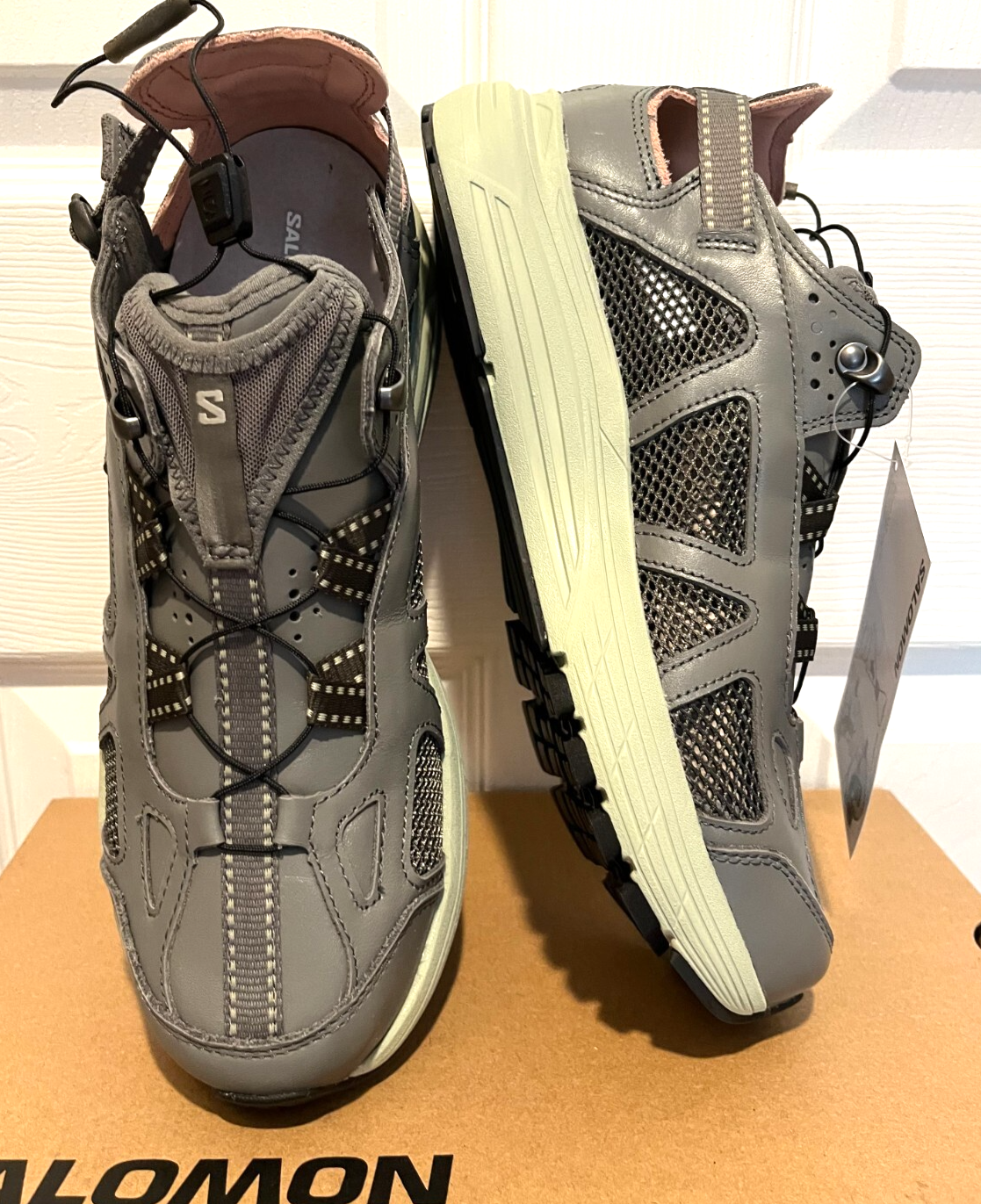 Scarpe Salomon uomo pelle techsonic grigio peltro nuove con scatola 10 5