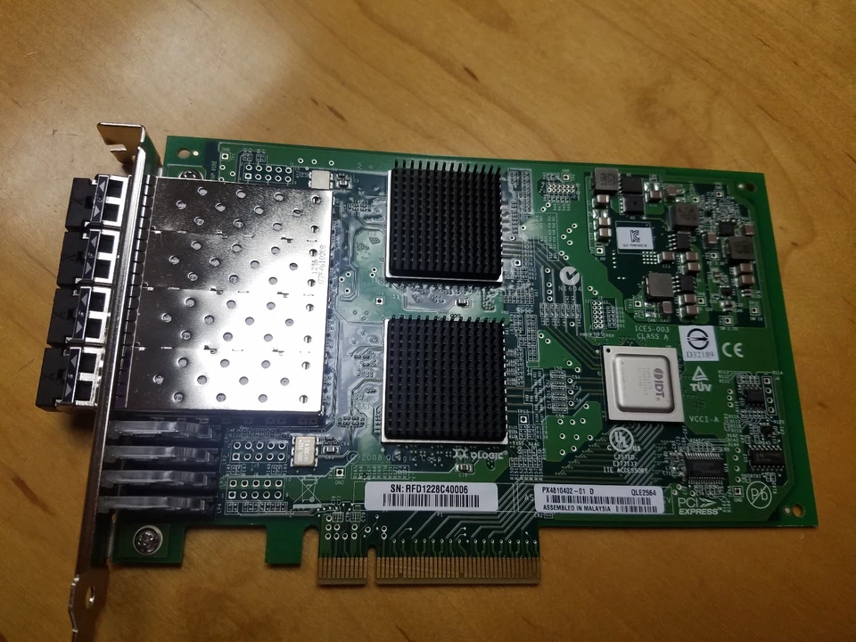 Qlogic QLE2564 4 Port PCIe 8Gb Fibre Channel Adapter PX4810402-01 with 4x GBIC - Image 2 of 2