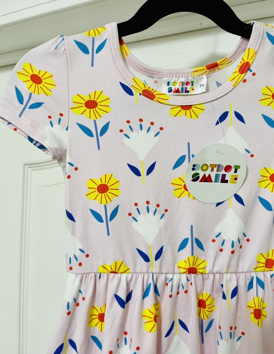 dot dot smile maxi dress Dot Dot Smile Little Girl Size 2T Pink Flowers Short Sleeve Maxi Dress NWT  SOFT