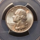 1951 D Washington Quarter 90% Silver MS 65 Quarter PCGS