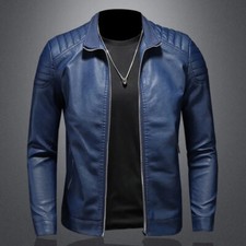 Motorcycle PU Leather Jacket Men Winter Leahter Jacket Male Stand Collar Casual