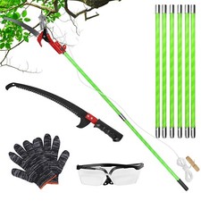 Extra Long Manual Pole Saw 8-28FT Extendable Tree Pruner with Pruner Scissors