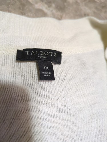 Talbots Striped Open Front Cardigan Womens Plus Size 1X Ivory Navy Striped - Picture 4 of 5