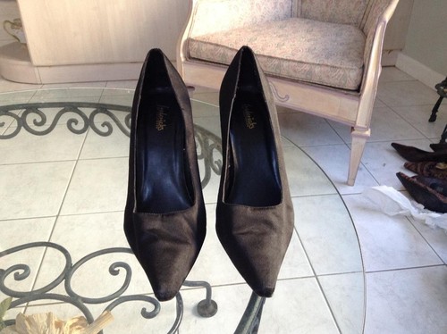 FREDERICKS OF HOLLYWOOD Womens Shoes, size 12 BLACK SATIN Stiletto Pumps Vintage - Picture 3 of 7