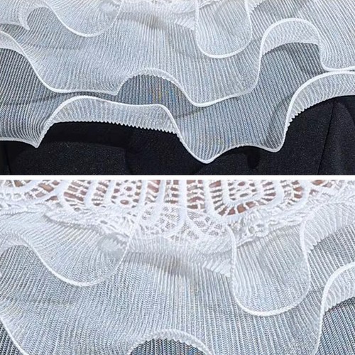 Women Layered Ruffles Lace Bolero Prom Wedding Dress Shawl Shrug Wrap Cover Up - Picture 17 of 19