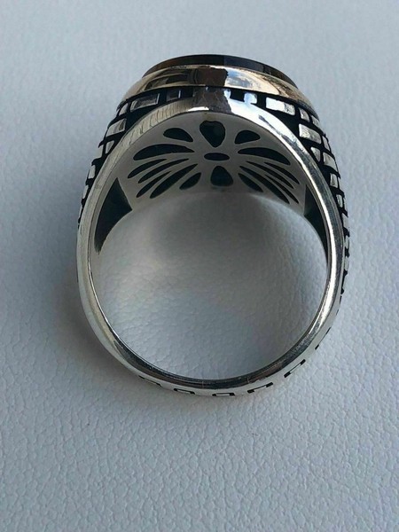 Alternate view of 10k Gold Plated 925 Sterling Silver Tiger's Eye Mens Large Ring Size 7-13 Pinky