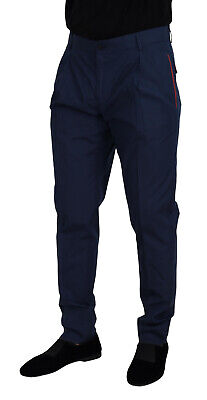 DOLCE & GABBANA Pants Blue Cotton Silk Trousers Chinos IT52 DOLCE & GABBANA Pants Blue Cotton Silk Trousers Chinos IT52