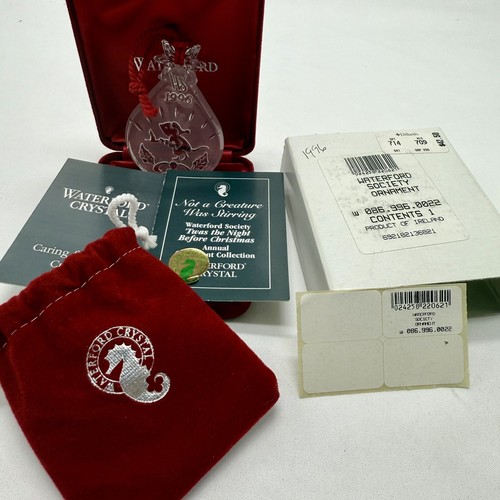 1996 Waterford Crystal "Not A Creature Was Stirring" Christmas Ornament w/Box - Picture 4 of 5
