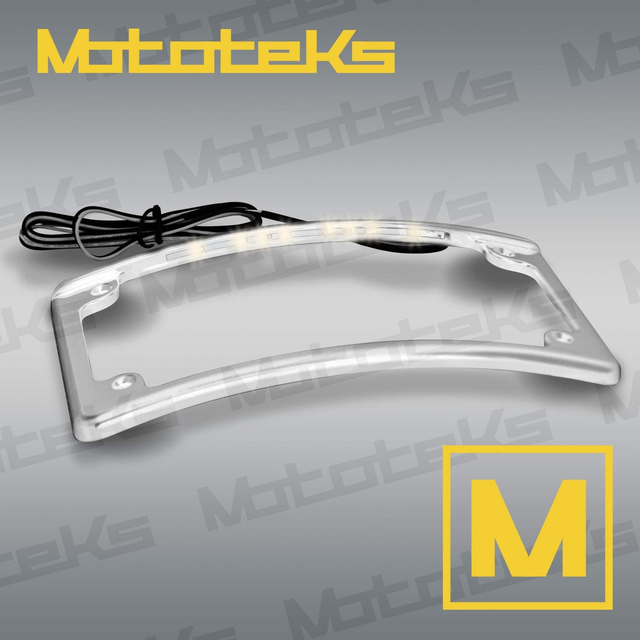 Motorcycle Curved LED License Plate 4 X 7 Frame For Harley Dyna Custom