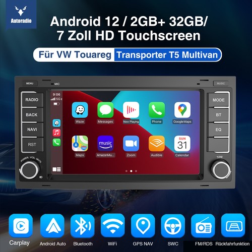 DAB+ Autoradio Android 12 Carplay + KAM MIK für 04-11 VW Touareg T5 Transporter - Bild 2 von 14