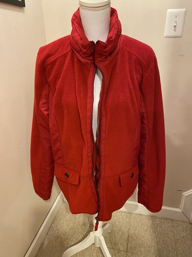 Style&Co Sport Womens XL Red Fleece Zip Up Jacket W/ Hidden Hood. Preowned. - Picture 13 of 19