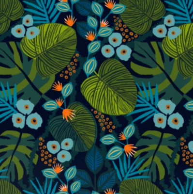 Spoonflower Peel & Stick Wallpaper Roll - Moody Tropical Floral - $100-130 MSRP