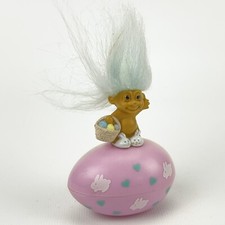 Russ Berrie Easter Egg Troll egg Vintage Blue Hair 3" high