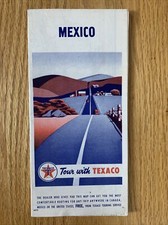 Texaco Map Mexico 1951 Gas Oil Advertising Folding City Touring Street