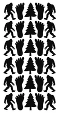 Black Stickers Bigfoot Sasquatch Sticker 1-1/4" DC01-070