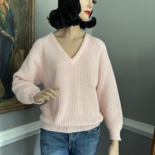 Vintage 1980s Iconic Chunky Sweater Pastel Pink Oversized S/M