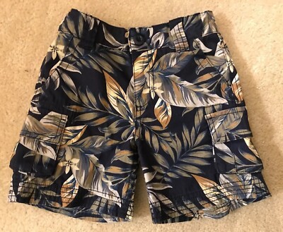 NWOT! Boys Hanna Andersson Blue Floral Adjustable Waist Cargo Shorts Sz 90 Cute!